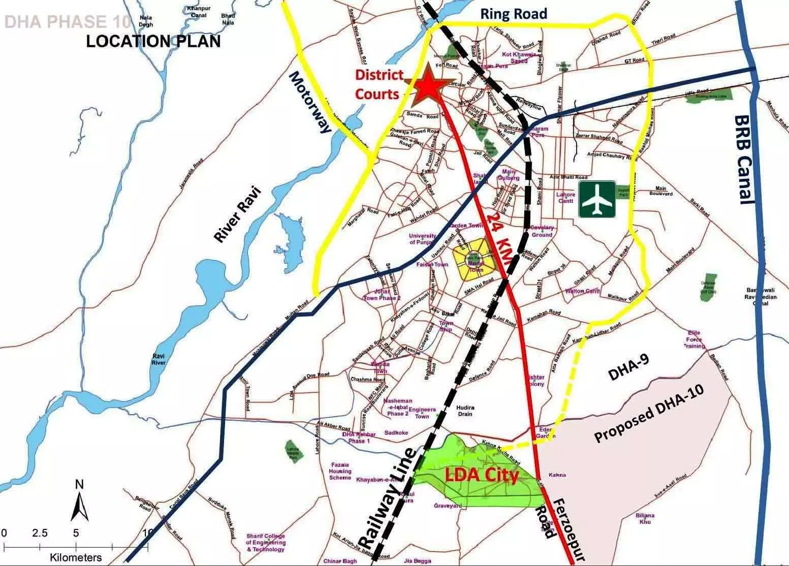 Overview of DHA Phase 10 Location on the Map